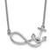 Rhodium Over Sterling Silver Anchor and Eternity Symbol 17 + 1 Inch Necklace