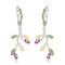 Rhodolite and Green Nanocrystal Rhodium Over Sterling Silver Leaf Earrings