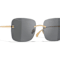 Chanel Gold Tone Square Frame / Gray Lenses Sunglasses