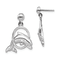 Rhodium Over Sterling Silver Dolphin in Hoop Dangle Post Earrings