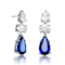 Sapphire Color CZ Drop Earrings In Sterling Silver