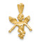 14k Yellow Gold 3D Satin and Diamond-Cut Angel Charm