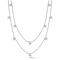 Rachel Zoe Double Layered Beaded Charm Necklace in Rhodium Over Sterling Silver