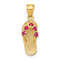 14K Yellow Gold 3D July Cubic Zirconia Birthstone Flip Flop Pendant
