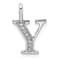 14K White Gold Diamond Letter Y Initial Pendant