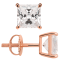 White Cubic Zirconia 14k Rose Gold Studs With Velvet Gift Box 3.00ctw