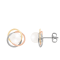 White Cultured Akoya Pearl 14k Yellow and White and Rose Gold Earrings 6.5-7mm