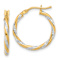 14k Two-tone Polished and Diamond-Cut 3/4" Hoop Earrings
