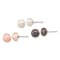 Rhodium Over Sterling Silver  8-9mm Set of 3 White/Black/Pink Button FWC
Pearl Earrings