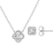 Refined Lab-Grown Diamond Cluster Necklace And Earring Set In Sterling Silver