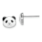 Rhodium Over Sterling Silver Enamel Panda Child's Post Earrings