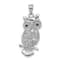 Rhodium Over Sterling Silver Cubic Zirconia Owl Pendant