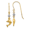 14k Two-tone Gold Puffed Dolphin Dangle Earrings