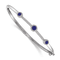 Rhodium Over 14k White Gold Diamond and Cabochon Sapphire Bangle
