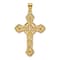 14k Yellow Gold Textured Cut-Out Floral Cross Pendant