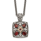 Sterling Silver Antiqued with 14K Accent Diamond and Garnet Necklace
