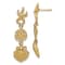 14k Yellow Gold Textured Starfish, Sand Dollar and Scallop Shell Dangle Earrings