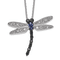 Rhodium Over Sterling Silver White Black Blue Cubic Zirconia Dragonfly Necklace