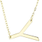 Sideways Initial Y Necklace In Solid 14K Yellow Gold 18 Inch