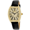 Christian Van Sant Women's Chic Yellow Dial, Black Leather Strap Watch