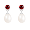 7.5-8mm White Cultured Freshwater Pearl and Garnet Rhodium Over Sterling
Silver Earrings