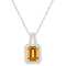 8x6mm Emerald Cut Citrine 1/6 ctw Diamond Rhodium Over Sterling Silver
Halo Pendant with Chain