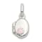 Sterling Silver Polished Pink Enamel Clover Oval Locket Children's Pendant