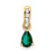 10k Yellow Gold 0.5 cttw Pear Lab Created Emerald and Accent Diamond Pendant