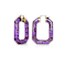 14K Yellow Gold Over Sterling Silver Acrylic Hoops in Purple with Glitter