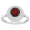 7mm Round Garnet And White Topaz Accents Rhodium Over Sterling Silver
Double Halo Ring