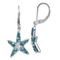 Rhodium Over Sterling Silver Polished Crystal Starfish Leverback Earrings