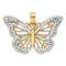 14K Two-tone Gold Diamond-Cut Butterfly Pendant