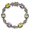 Sterling Silver with 14K Gold Over Sterling Silver Accent Oxidized
Pink/Green/Lemon Quartz Bracelet