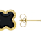 Black Enamel Clover Gold-Tone Stud Earrings