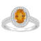 8x6mm Oval Citrine 1/5 ctw Diamond Rhodium Over Sterling Silver Halo Ring