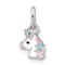 Rhodium Over Sterling Silver Children's Enamel Unicorn Pendant