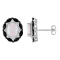 Sterling Silver Lab Created Oval Opal and Black Spinel Earrings 2.20ctw