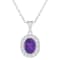 8x6mm Oval Amethyst and White Topaz Accent Rhodium Over Sterling Silver
Halo Pendant w/Chain