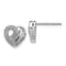 Rhodium Over 14k White Gold Diamond Heart Stud Earrings