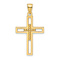 14k Yellow Gold Beaded Textured and Polished Double Cross Pendant