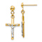 14k Two-tone Crucifix Dangle Earrings