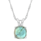 8mm Cushion Labradorite Rhodium Over Sterling Silver Pendant With Chain