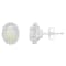 6x4mm Oval Opal 1/6 ctw Diamond Rhodium Over Sterling Silver Halo Stud Earrings