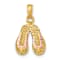 14k Yellow Gold 3D Textured with Pink Enamel Double Flip-Flop Charm
