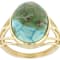 Bi-Color Turquoise Oval Ring In 18K Gold Over Sterling Silver 16x12mm