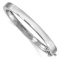 Rhodium Over 14k White Gold 6.3mm Polished Solid Hinged Bangle Bracelet