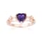 Heart Shape Amethyst with White Sapphire Accents 14K Rose Gold Over
Sterling Silver Split Shank Ring