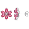 4.80ctw Pink Topaz And Diamond Accent 10k White Gold Floral Stud Earrings