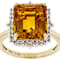 Citrine Rectangular Octagonal And White Diamond Ring In Solid 14K Yellow
Gold 5.53ctw