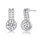 CZ Solitaire Milgrain Double Drop Earrings In White Rhodium Over Brass